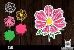 3d layered papercut cosmos svg, multilayered flower Product Image 1