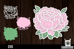 3d layered papercut peony svg, multilayered flower Product Image 1