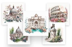Watercolor Italy Landmarks, Floral Italian Wall Art Product Image 2
