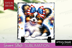 Papillon Dog Slate PNG Patriotic Dog Square Slate Product Image 1