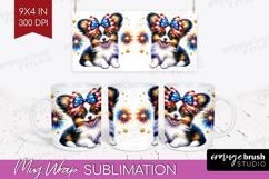 Papillon Dog Mug Wrap Patriotic Dog Mug PNG Sublimation Product Image 1