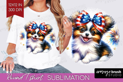 Papillon Dog Round Tshirt Background Patriotic Dog PNG Product Image 1