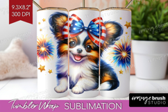 Papillon Dog Tumbler Wrap Patriotic Dog Tumbler PNG Product Image 1