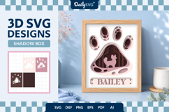 Dog Shadow Box Paw Papillon 3D SVG Product Image 2