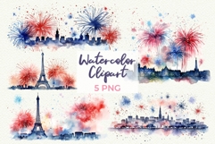 Paris Fireworks Clipart Eiffel Tower Celebration PNG Product Image 1