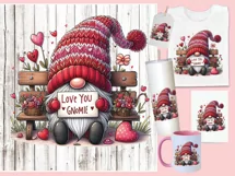 Love you Gnomie Valentine's Day Gnome sublimation png Product Image 2
