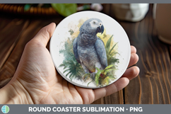 GorgeousParrot Botanicals Round Coaster design.