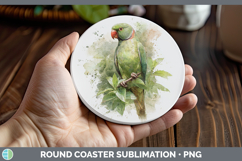 GorgeousParrot Botanicals Round Coaster design.