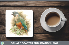 GorgeousParrot Botanicals Square Coaster design.