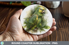 GorgeousParrot Botanicals Round Coaster design.
