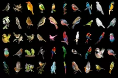 400 PARROTS, SPARROW TRANSPARENT PNG FILE, PHOTOSHOP OVERLAY Product Image 7