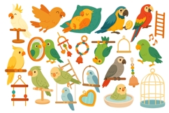 Funny Parrots and Accessories Clipart Product Image 2