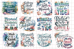 Summer Mermaid Quote Watercolor Sublimation Bundle 28 PNG Product Image 2