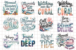 Summer Mermaid Quote Watercolor Sublimation Bundle 28 PNG Product Image 3
