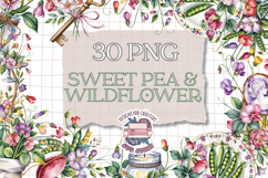 Sweet pea and wildflower Watercolor Sublimation Bundle 30 Product Image 1