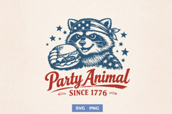 Party Animal Since 1776 SVG - Patriotic Raccoon America PNG Product Image 1
