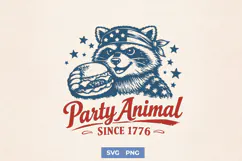Party Animal Since 1776 SVG - Patriotic Raccoon America PNG Product Image 1