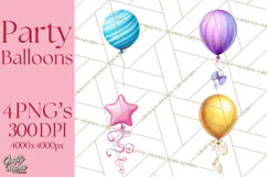 Birthday Balloon Clipart, Balloon Bunch PNG, Party Balloon Product Image 1