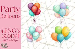 Birthday Balloon Clipart, Balloon Bunch PNG, Party Balloon Product Image 1