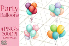 Birthday Balloon Clipart, Balloon Bunch PNG, Party Balloon Product Image 1