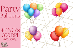 Birthday Balloon Clipart, Balloon Bunch PNG, Party Balloon Product Image 1