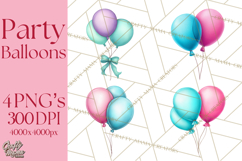 Birthday Balloon Clipart, Balloon Bunch PNG, Party Balloon Product Image 1