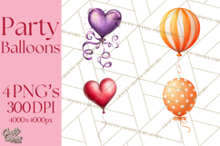 Birthday Balloon Clipart, Balloon Bunch PNG, Party Balloon Product Image 1
