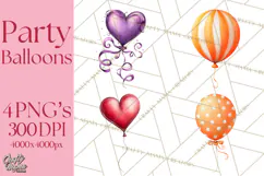 Birthday Balloon Clipart, Balloon Bunch PNG, Party Balloon Product Image 1
