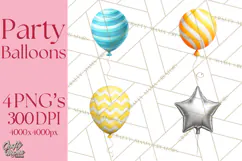 Birthday Balloon Clipart, Balloon Bunch PNG, Party Balloon Product Image 1