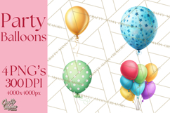 Birthday Balloon Clipart, Balloon Bunch PNG, Party Balloon Product Image 1