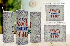 Party Like Its 1776 - July 4th 20oz Glitter Tumbler Design Product Image 3