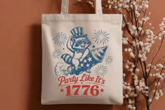 Party Like Its 1776 SVG - Patriotic Raccoon on Rocket PNG Product Image 3