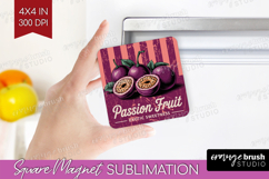 Passion Fruit Vintage Fruit Magnet Sublimation Summer Square Product Image 1