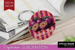 Passion Fruit Vintage Fruit Keychain PNG Summer Keychain Product Image 1