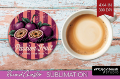 Passion Fruit Vintage Fruit Round Coaster Summer Coaster PNG Product Image 1
