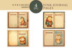 Animal Passport Journal Pages Owl Horse Bear Hedgehog Print Product Image 1