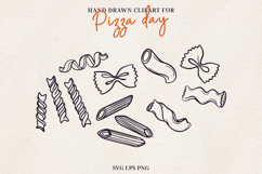 Italian Pasta Illustration SVG PNG EPS, Line Art Noodles Set Product Image 1