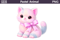 Pink Pastel Kitten Clipart | Girl Nursery Sublimation Product Image 1