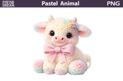 Pastel Baby Cow Clipart | Nursery Sublimation Product Image 1
