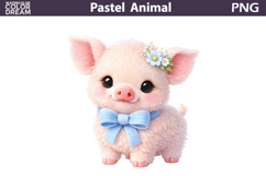 Pastel Baby Pig Clipart | Farm Nursery Sublimation Product Image 1