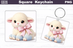 Cute Pastel Lamb Square Keychain Sublimation Product Image 1