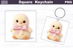 Cute Pastel Chick Square Keychain Sublimation Product Image 1
