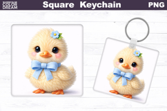 Cute Pastel Duck Square Keychain Sublimation Product Image 1
