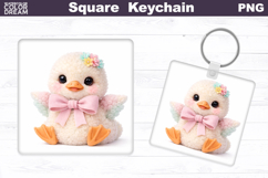 Cute Pastel Duck Square Keychain Sublimation Product Image 1