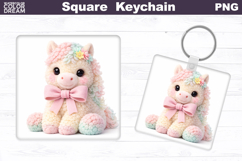 Cute Pastel Horse Square Keychain Sublimation Product Image 1