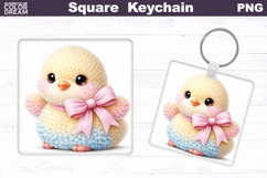 Cute Pastel Chick Square Keychain Sublimation Product Image 1