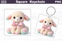 Cute Pastel Blue Bunny Square Keychain Sublimation Product Image 1