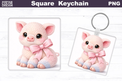 Cute Pastel Pig Square Keychain Sublimation Product Image 1