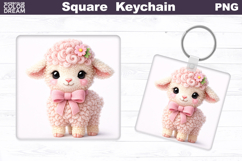Cute Pastel Lamb Square Keychain Sublimation Product Image 1