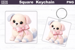 Cute Pastel Puppy Square Keychain Sublimation Product Image 1